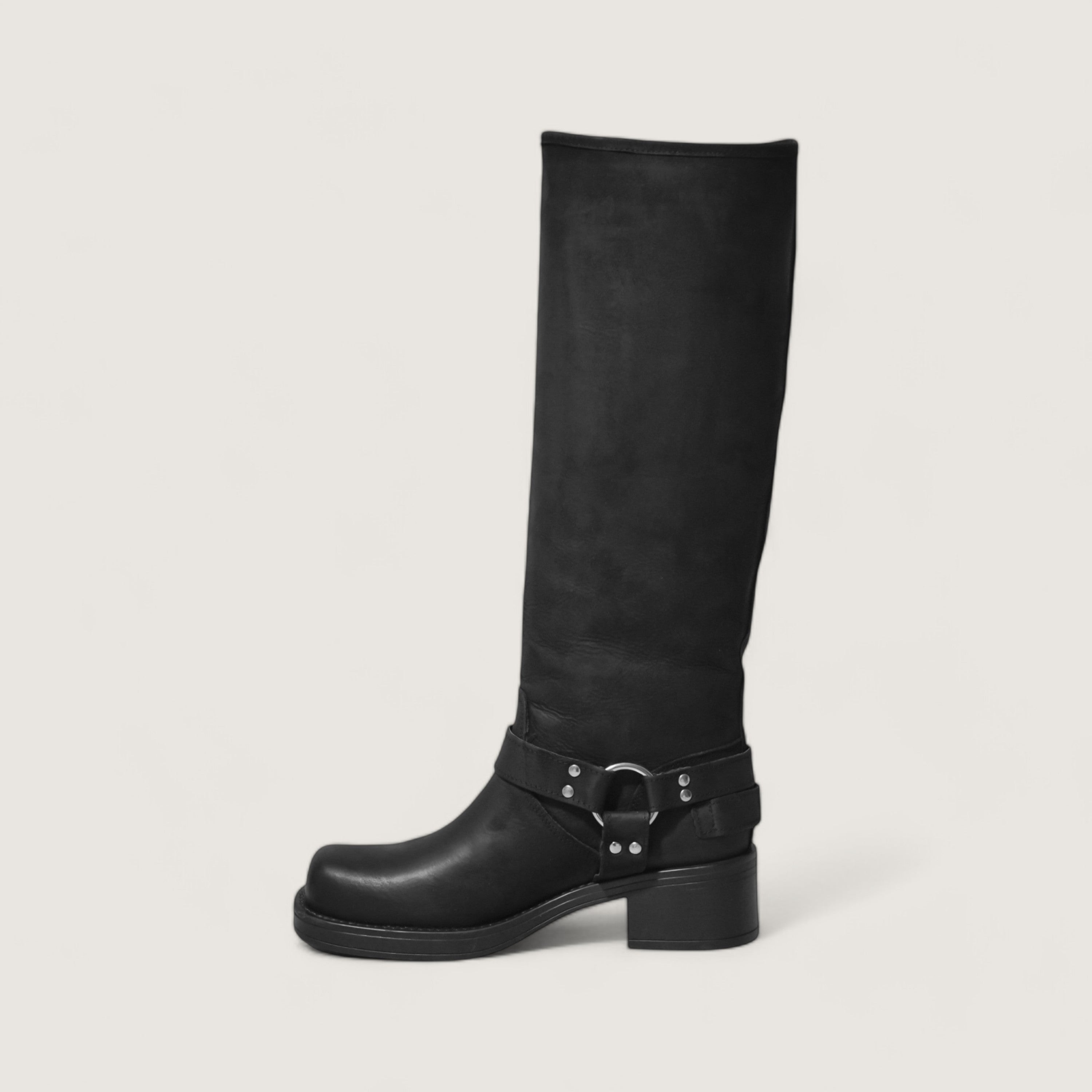 Texas - Boot with 5 Side Buckles Black