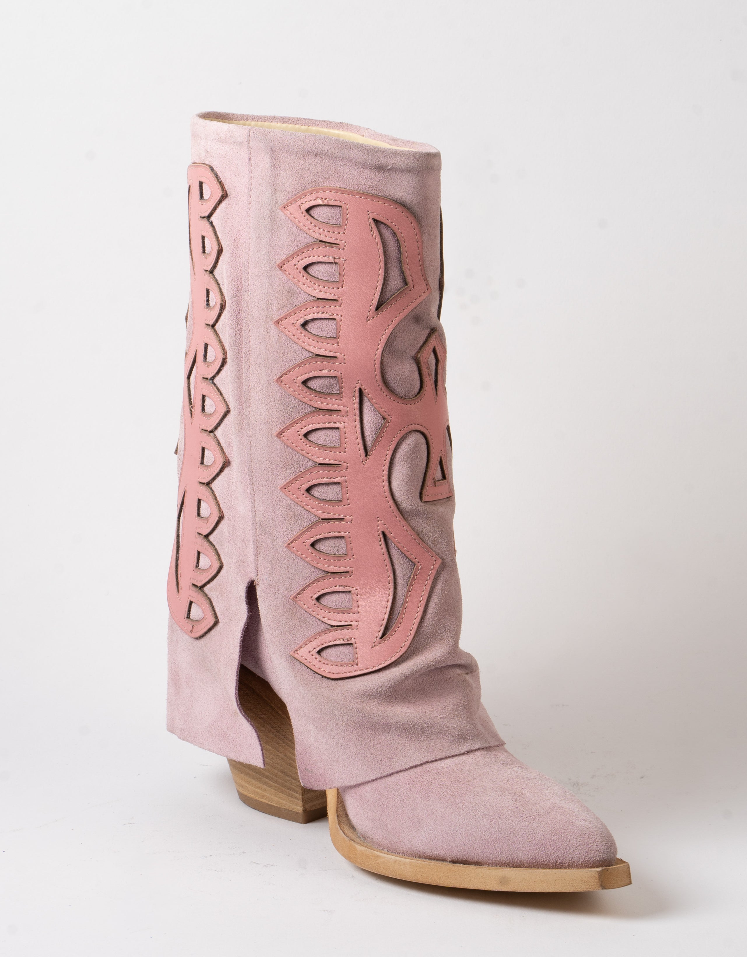 Rebel - Texano a Tubo con Risvolto Laserato Rosa