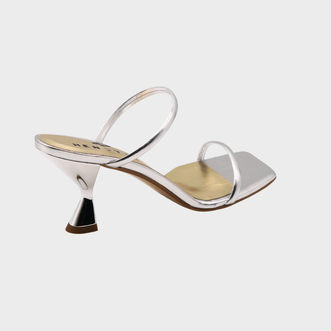 Clara - Sandali in pelle silver tacco