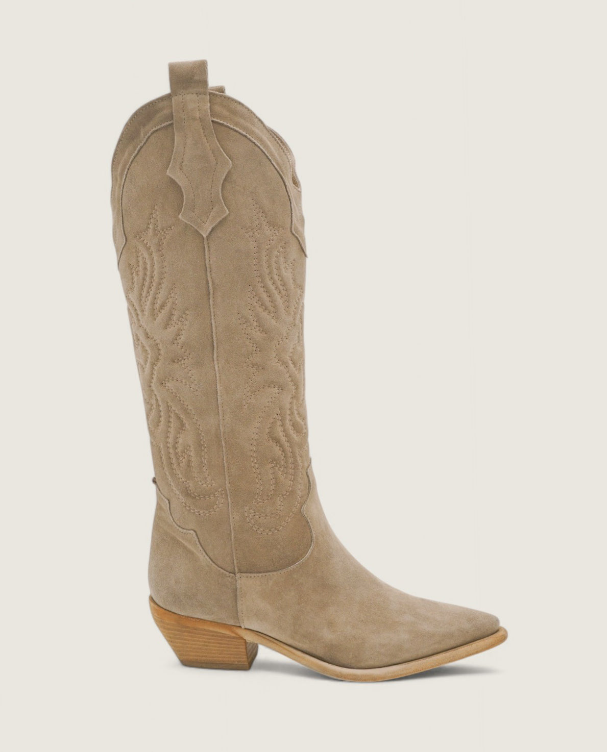 Clare - High Texan brodé en daim Sable