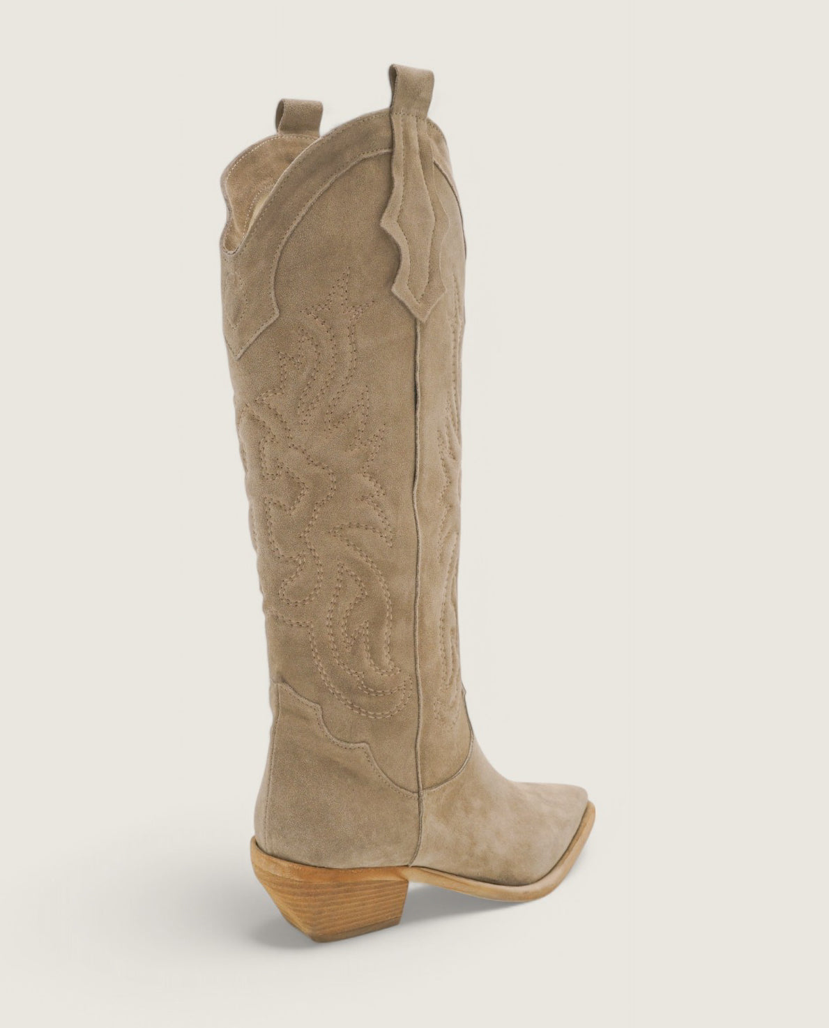 Clare - High Texan brodé en daim Sable
