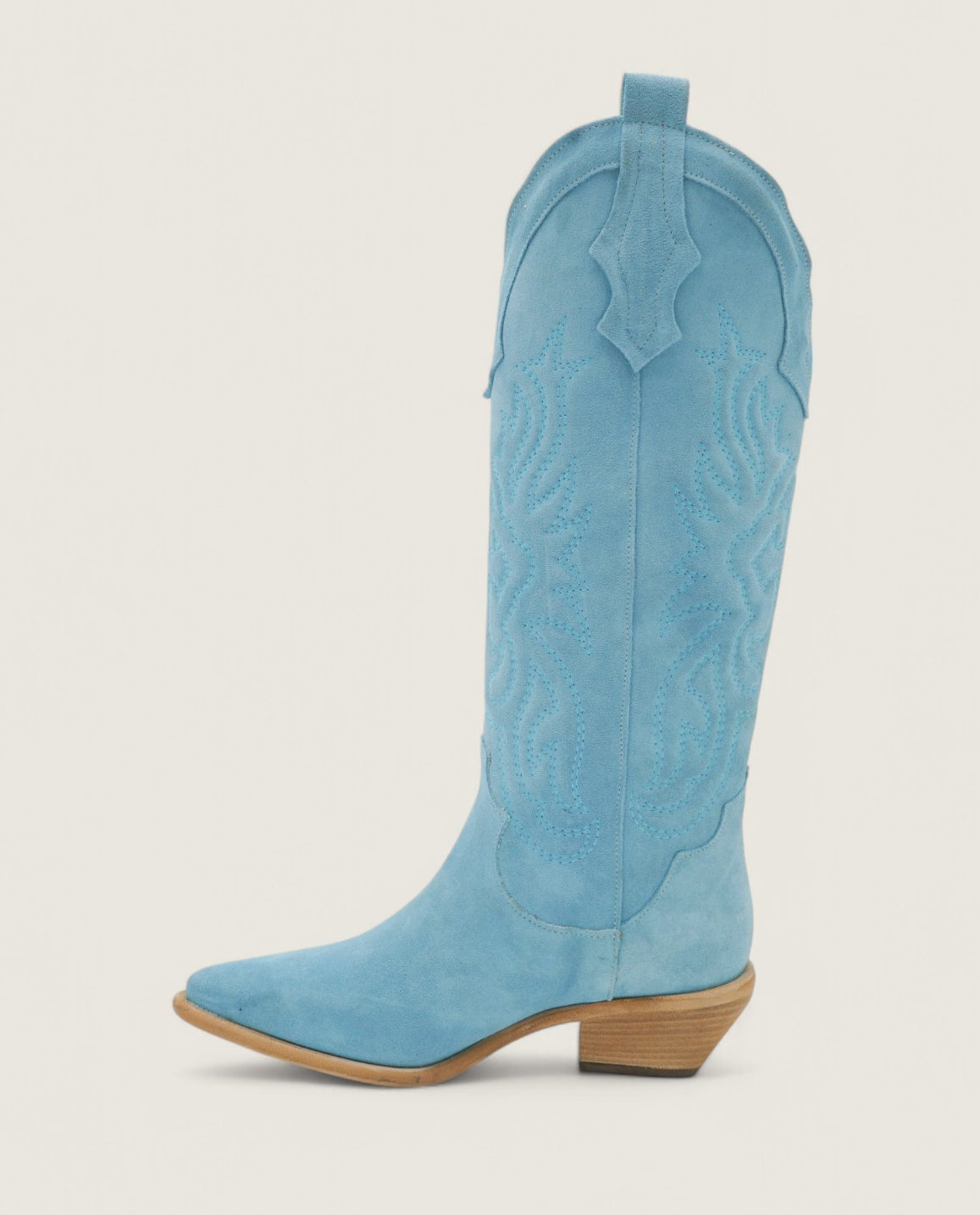Clare - High Texan brodé en daim Sable