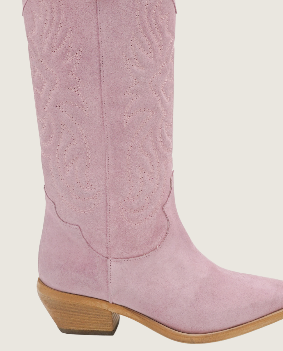 Clare - High Embroidered Suede Texan Sand