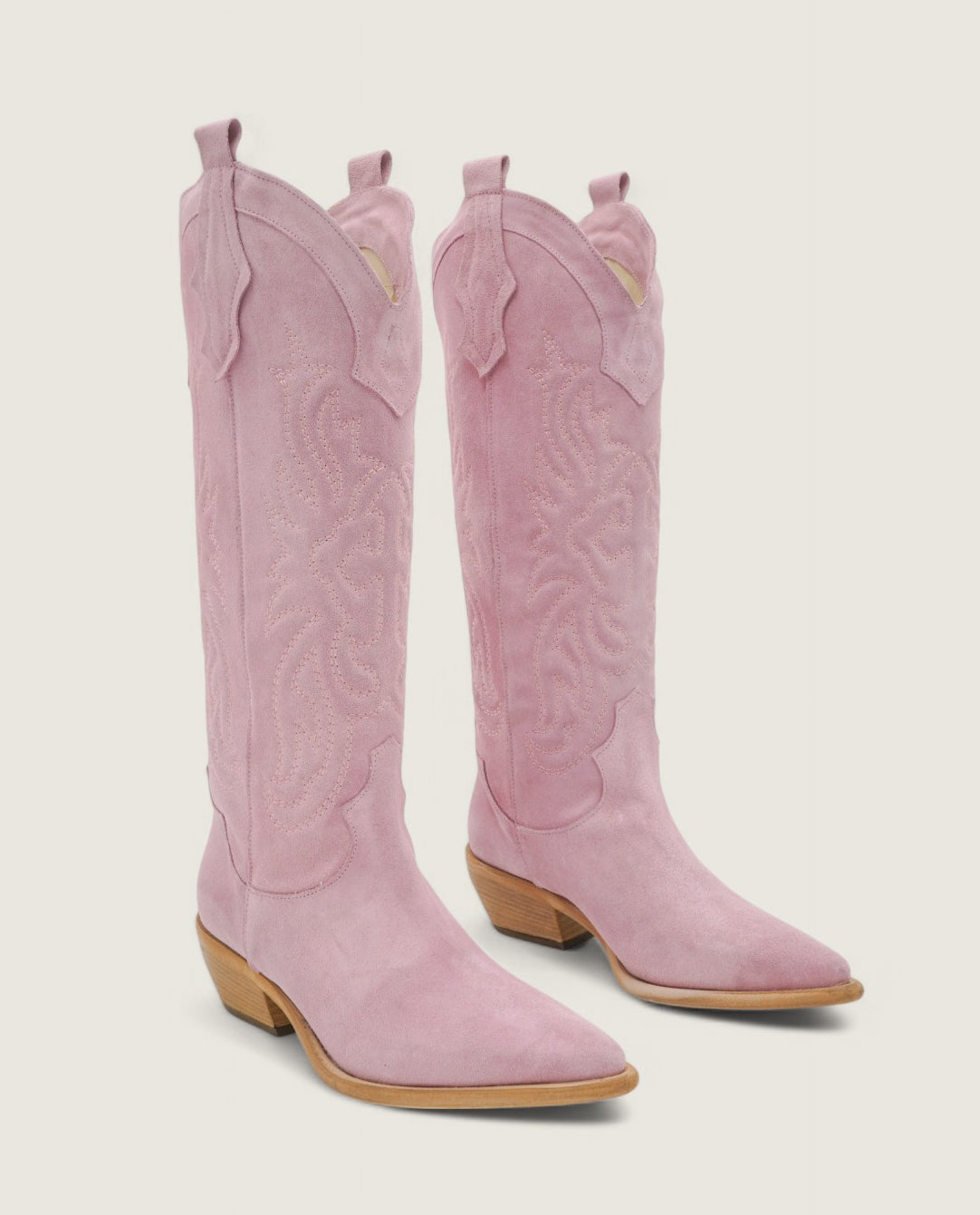 Clare - High Embroidered Suede Texan Sand