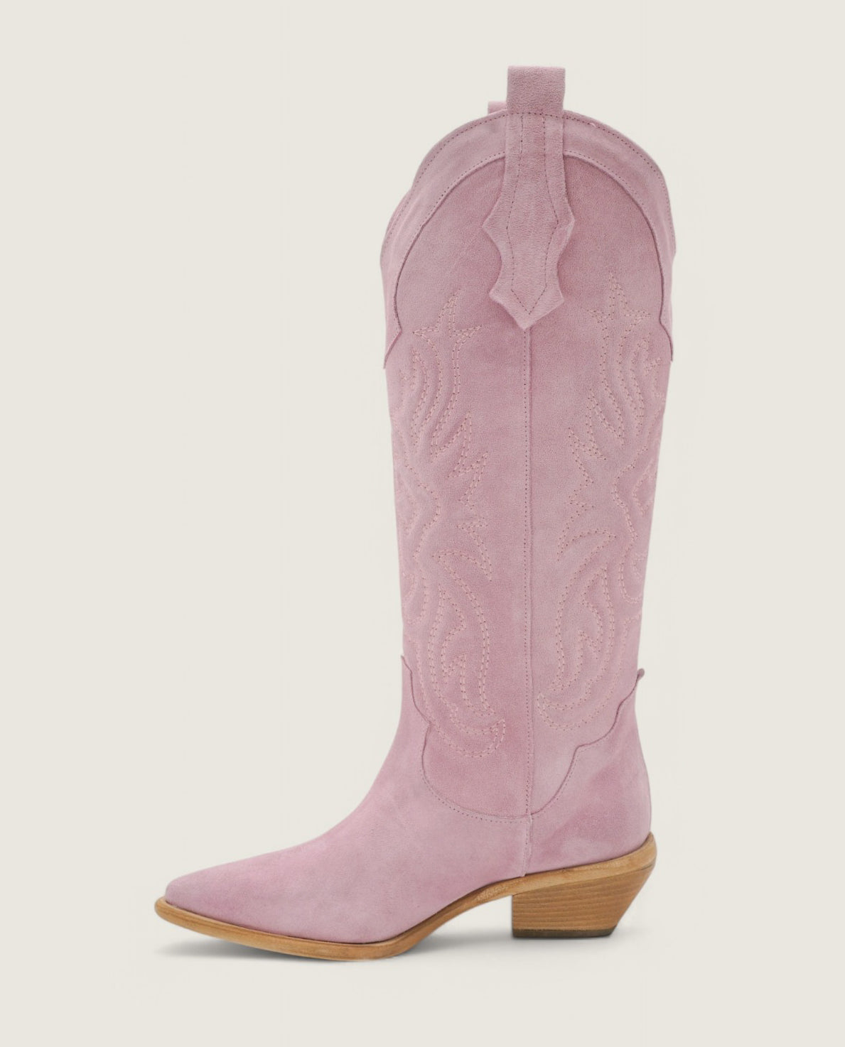 Clare - High Embroidered Suede Texan Sand