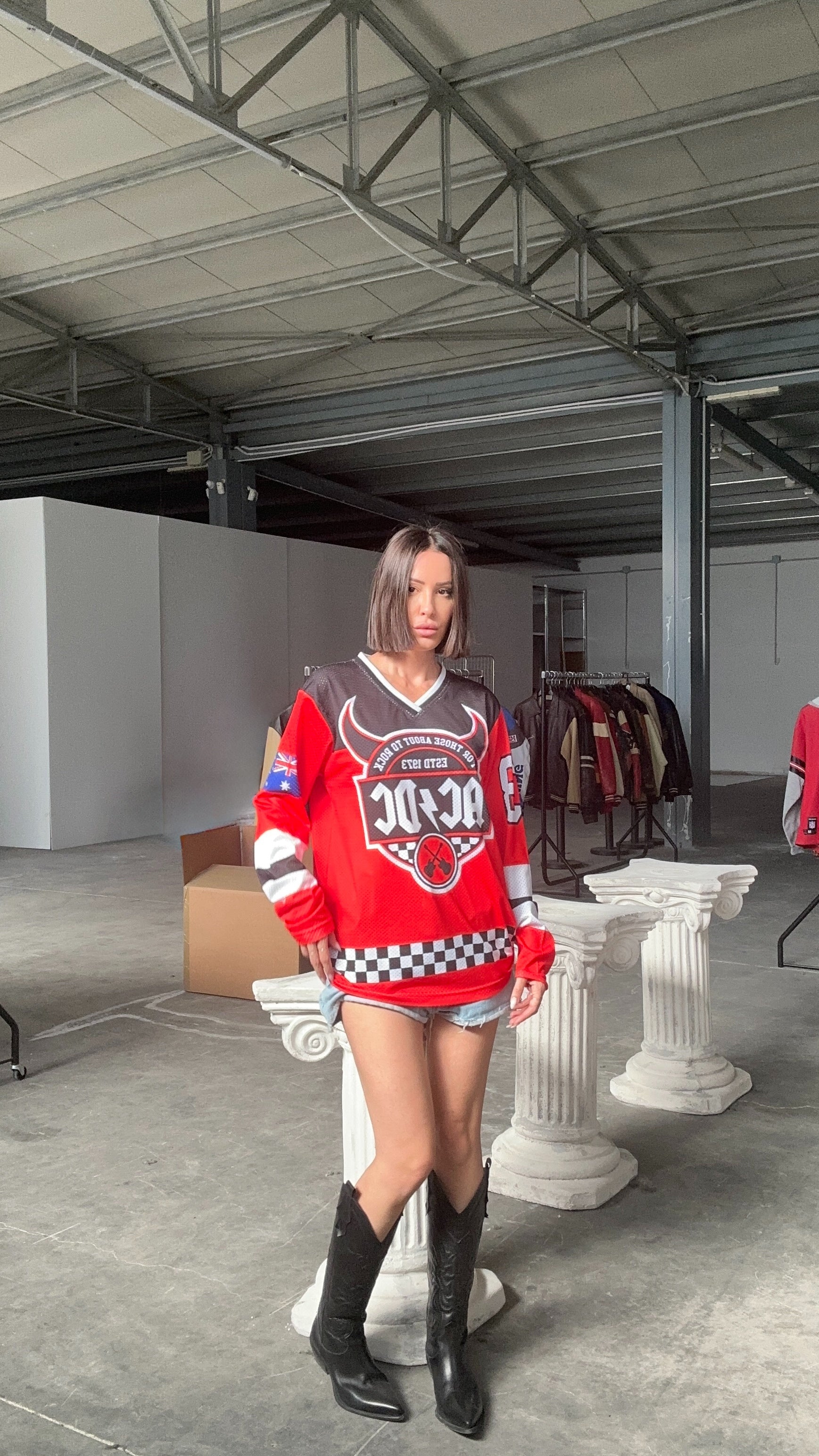 Clare - High Embroidered Leather Texan Black