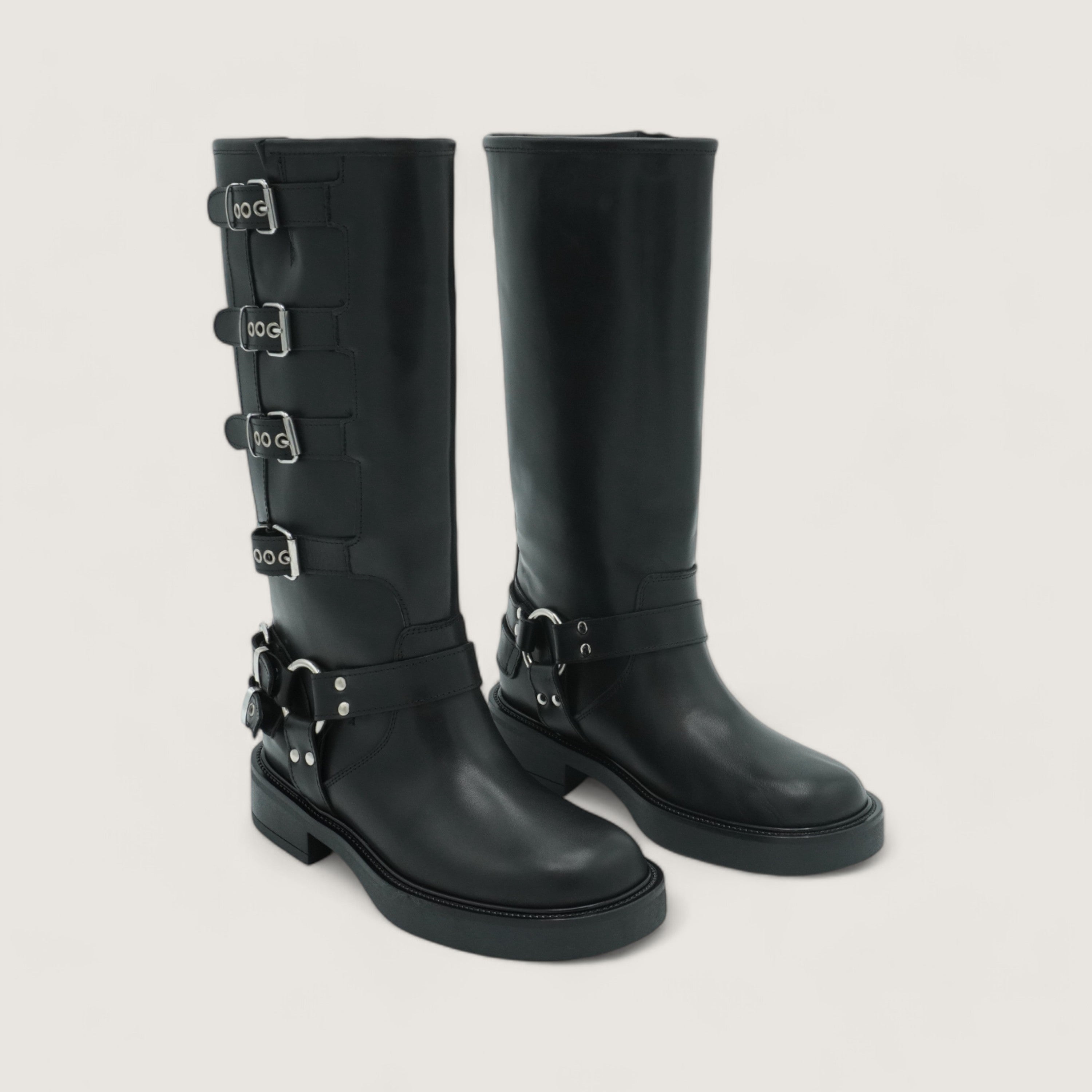 Ember - Botte en cuir avec boucles noires