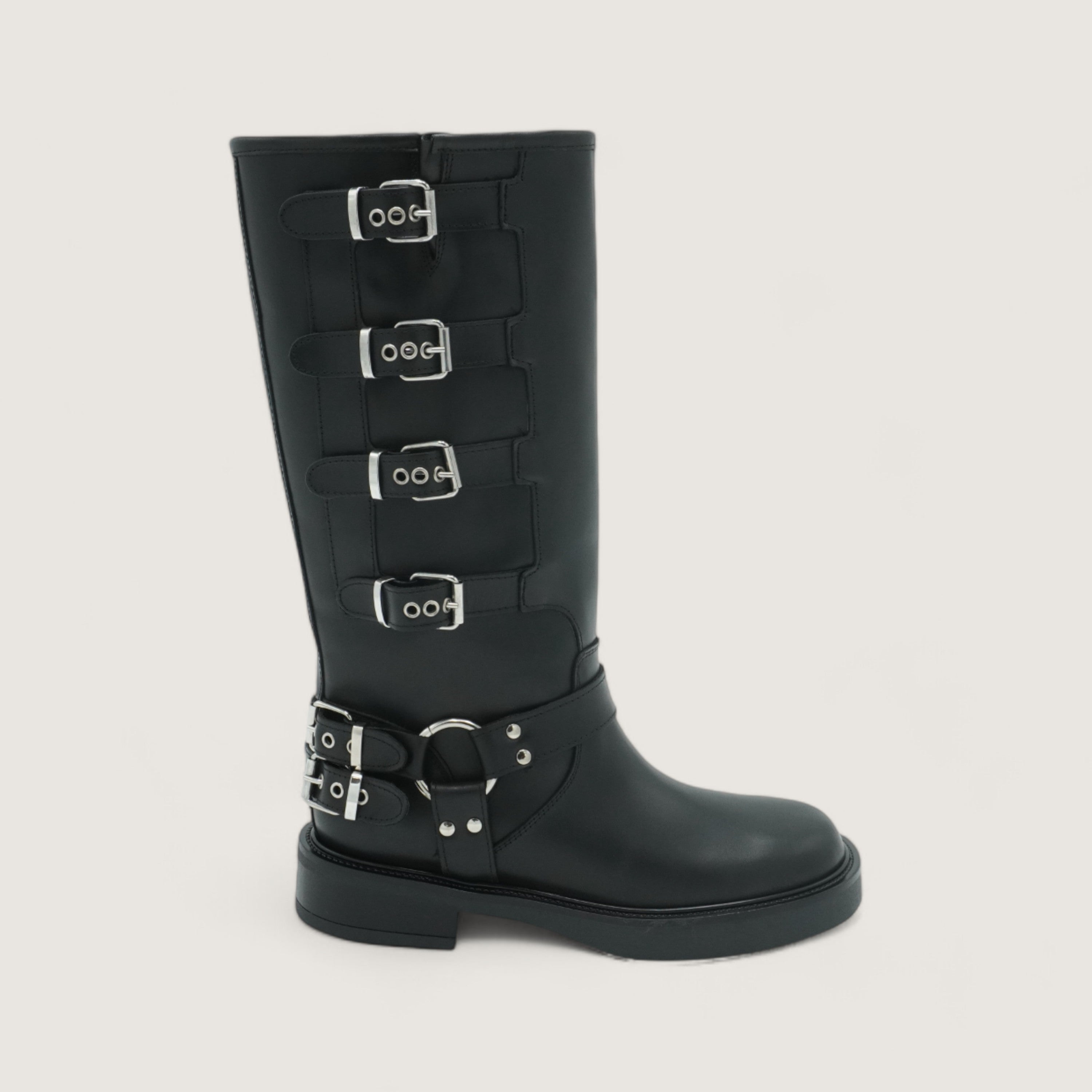 Ember - Botte en cuir avec boucles noires