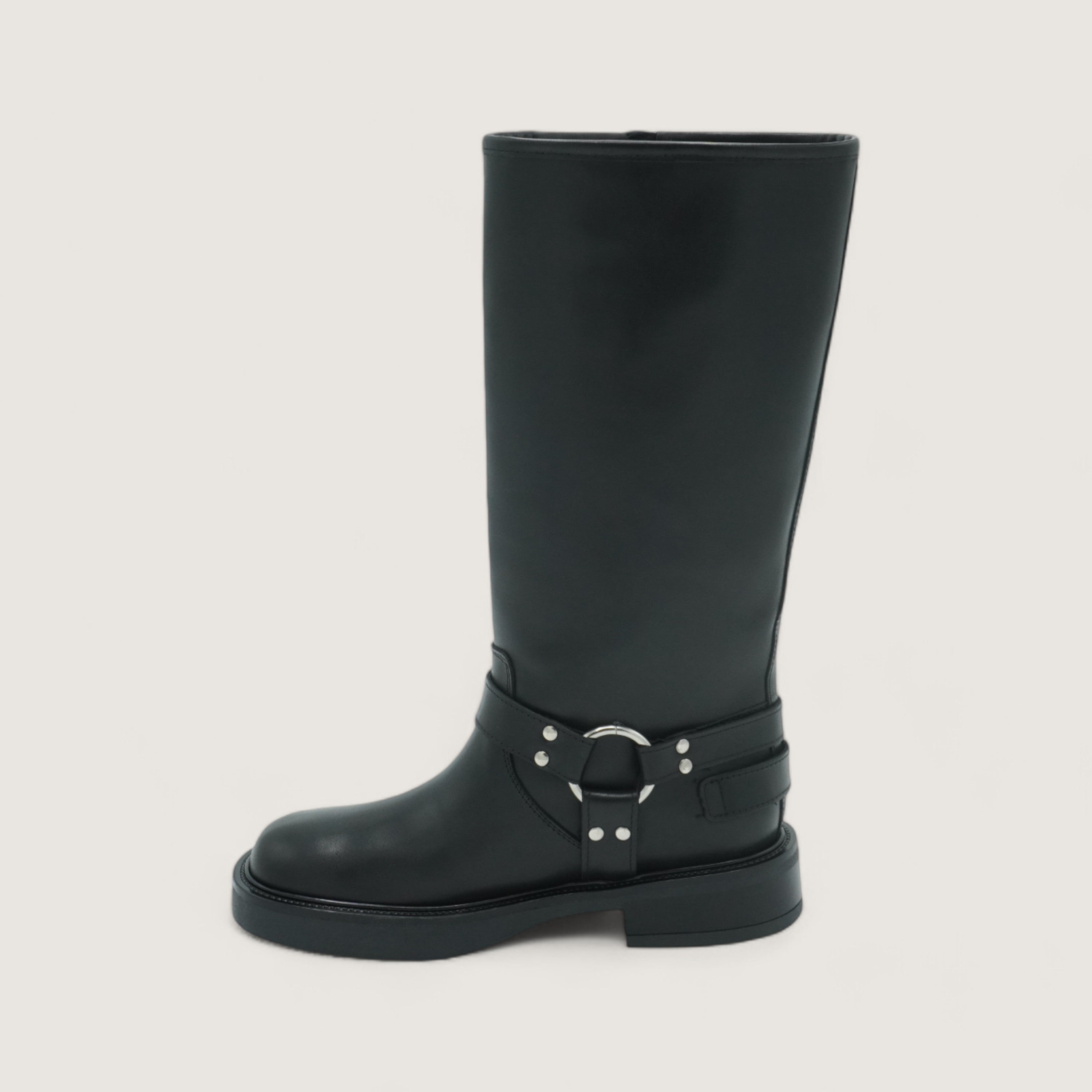 Ember - Botte en cuir avec boucles noires