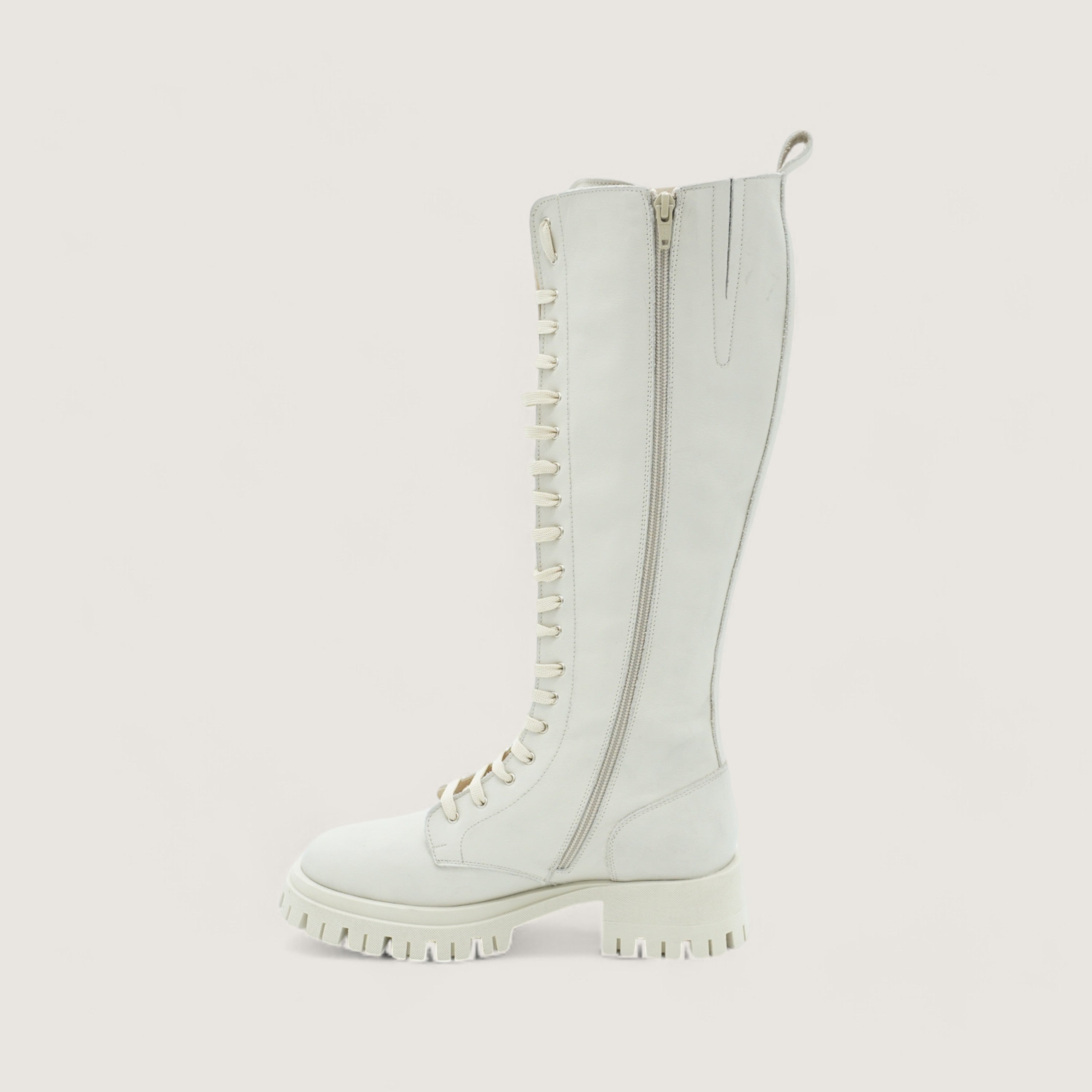 Solis - Botte à lacets en cuir blanc