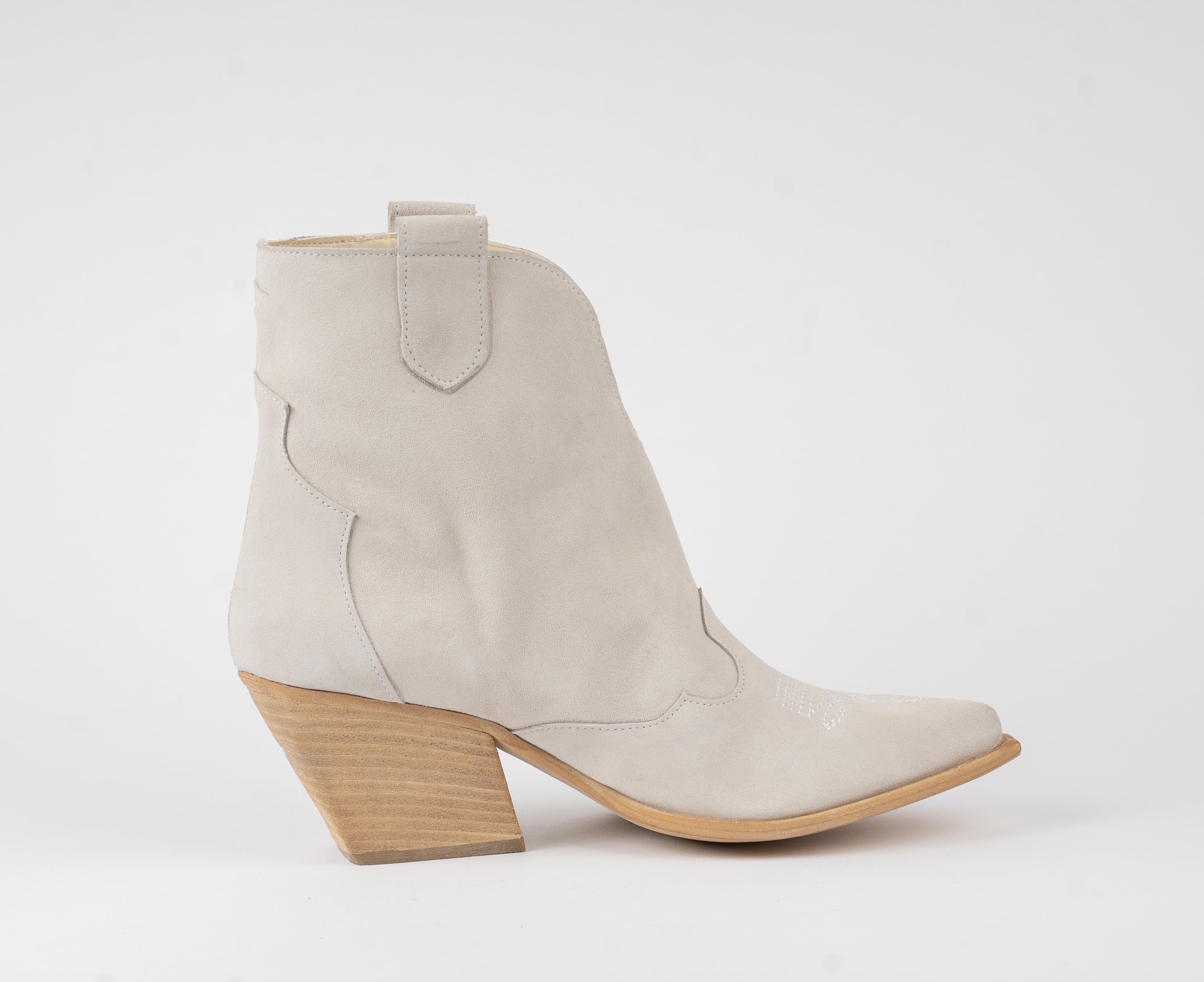 Desert - Texano Basso Ricamato in Punta Beige