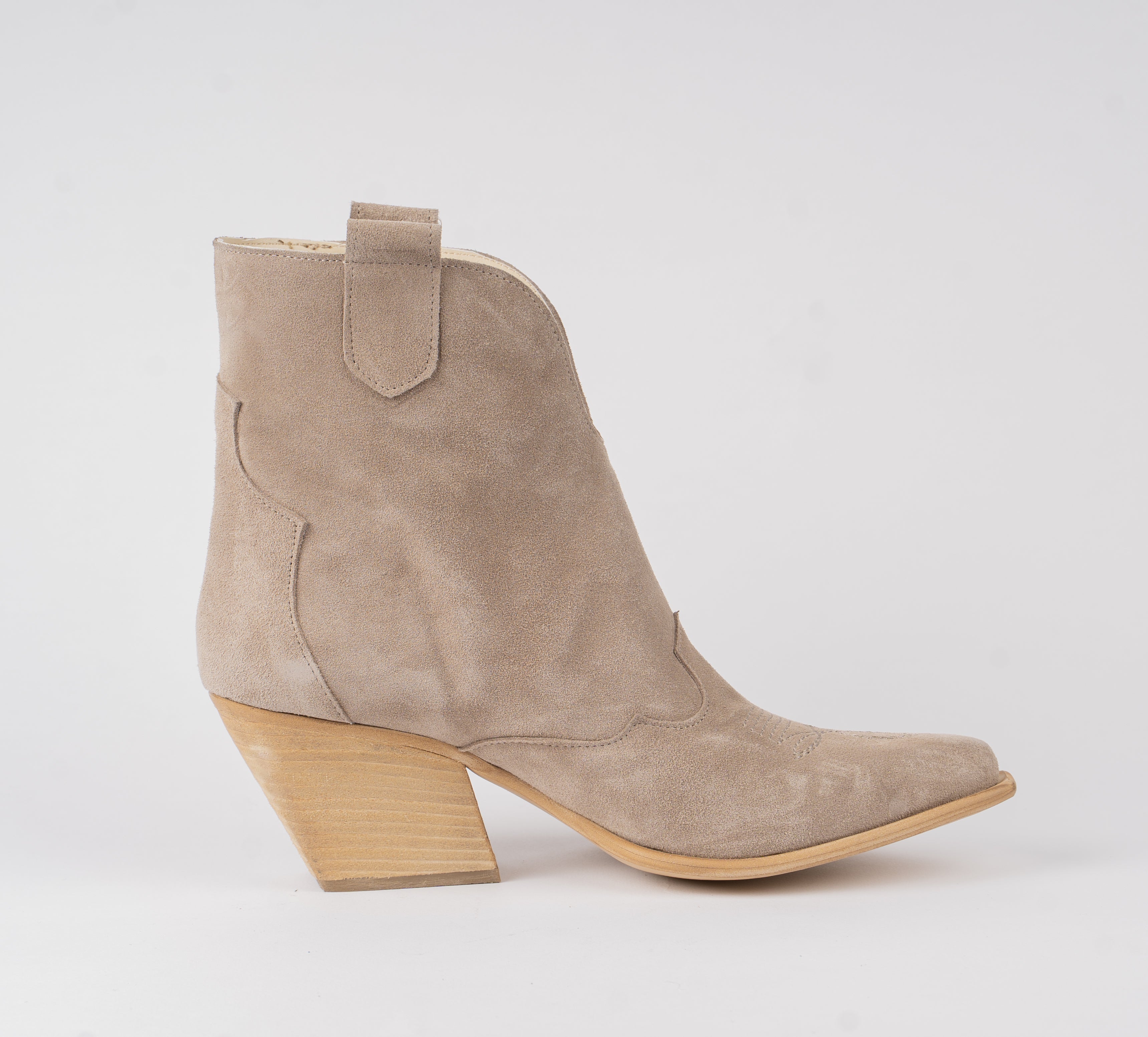 Desert - Texano Basso Ricamato in Punta Taupe