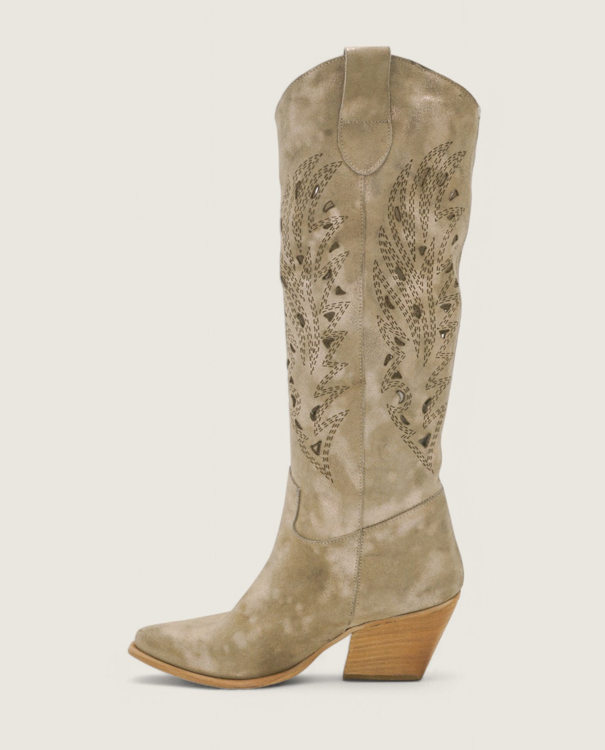 Elara - Texano Laserato con Fiamme Beige