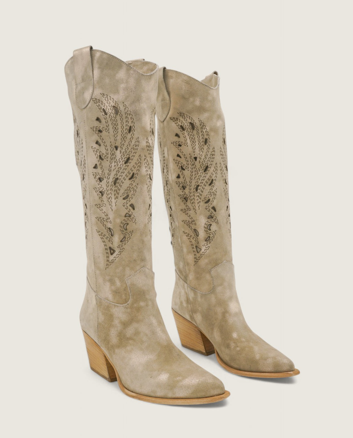 Elara - Texano Laserato con Fiamme Beige