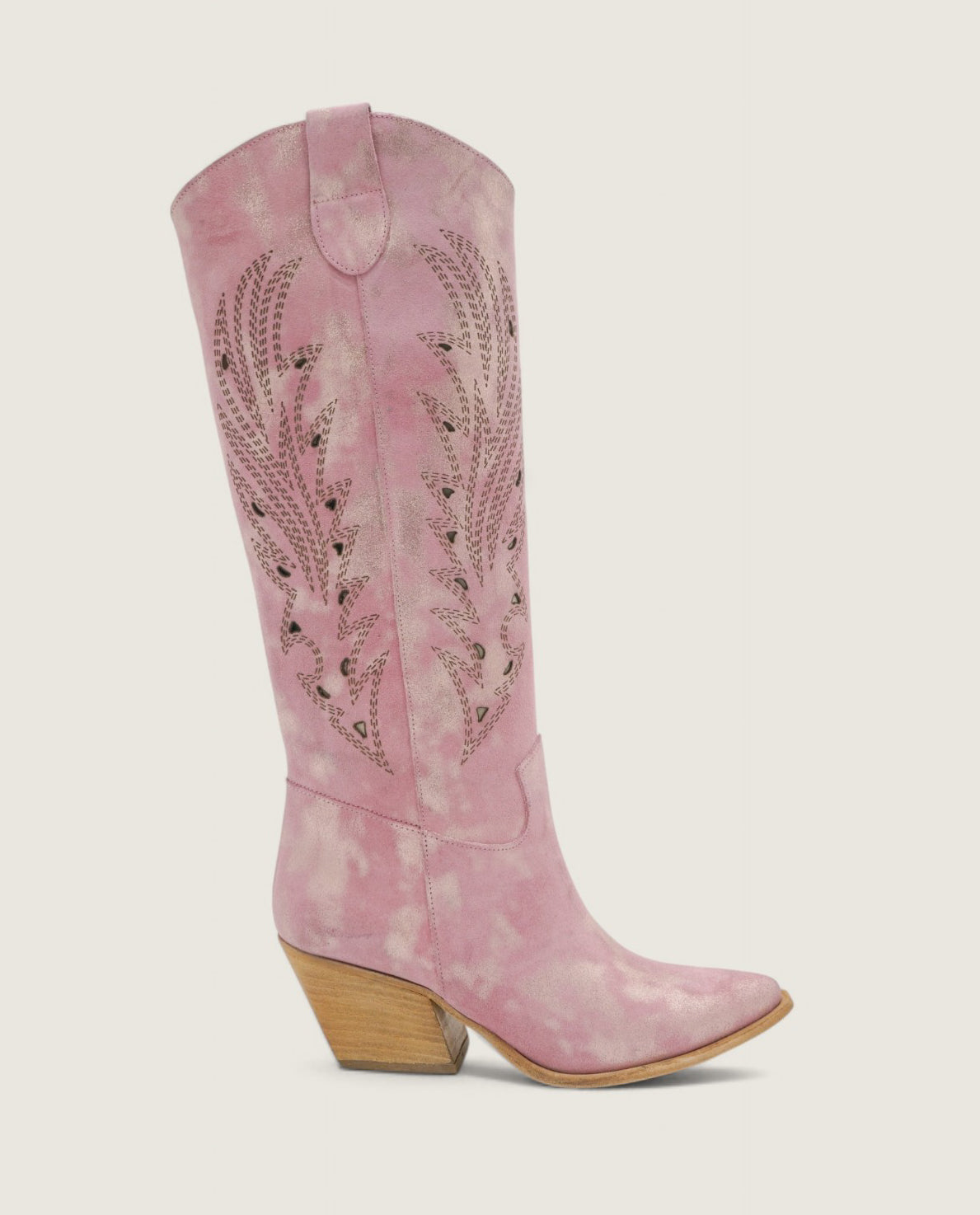Elara - Texano Laserato con Fiamme Rosa
