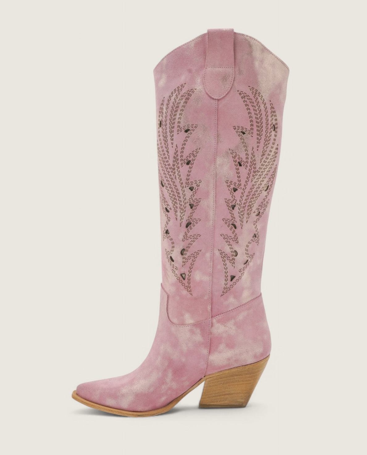 Elara - Texano Laserato con Fiamme Rosa