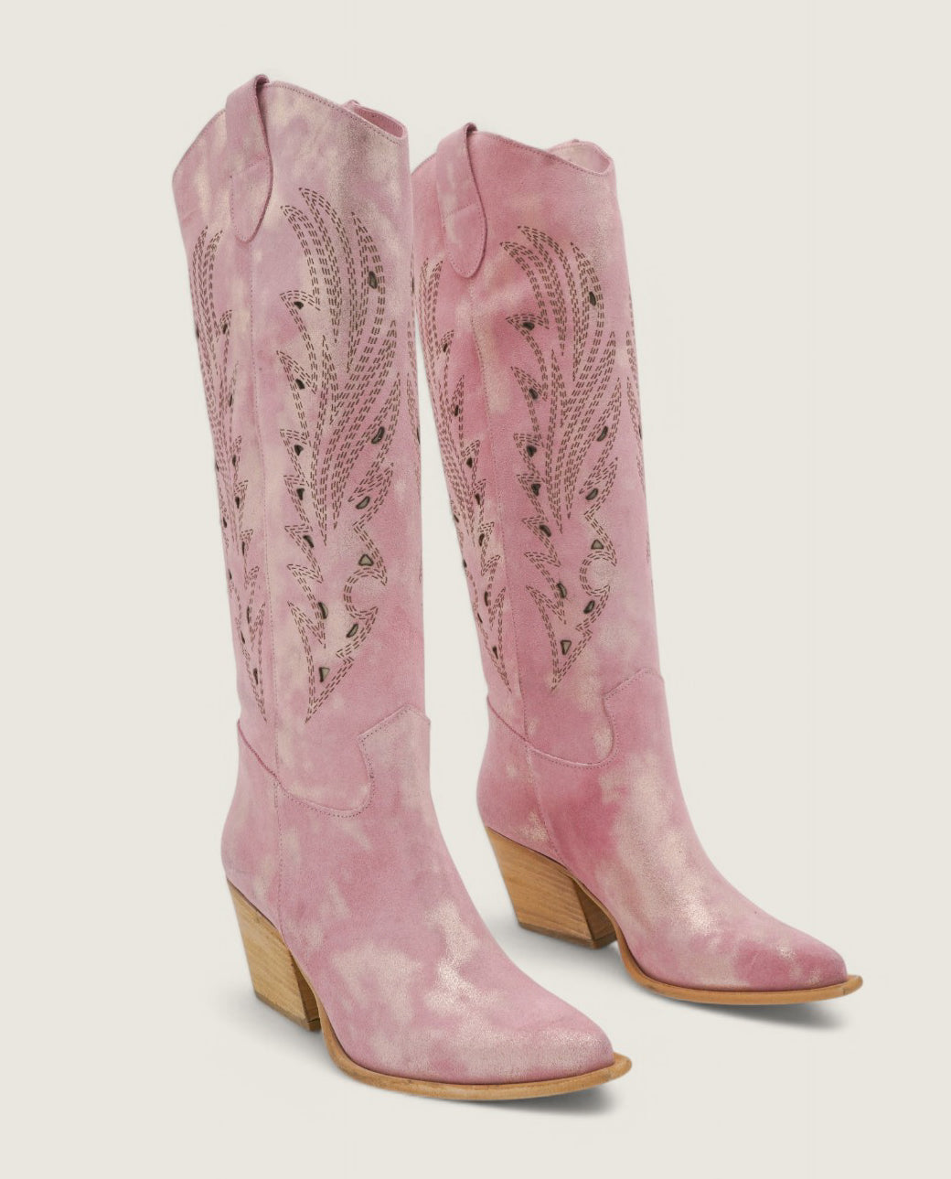 Elara - Texano Laserato con Fiamme Rosa