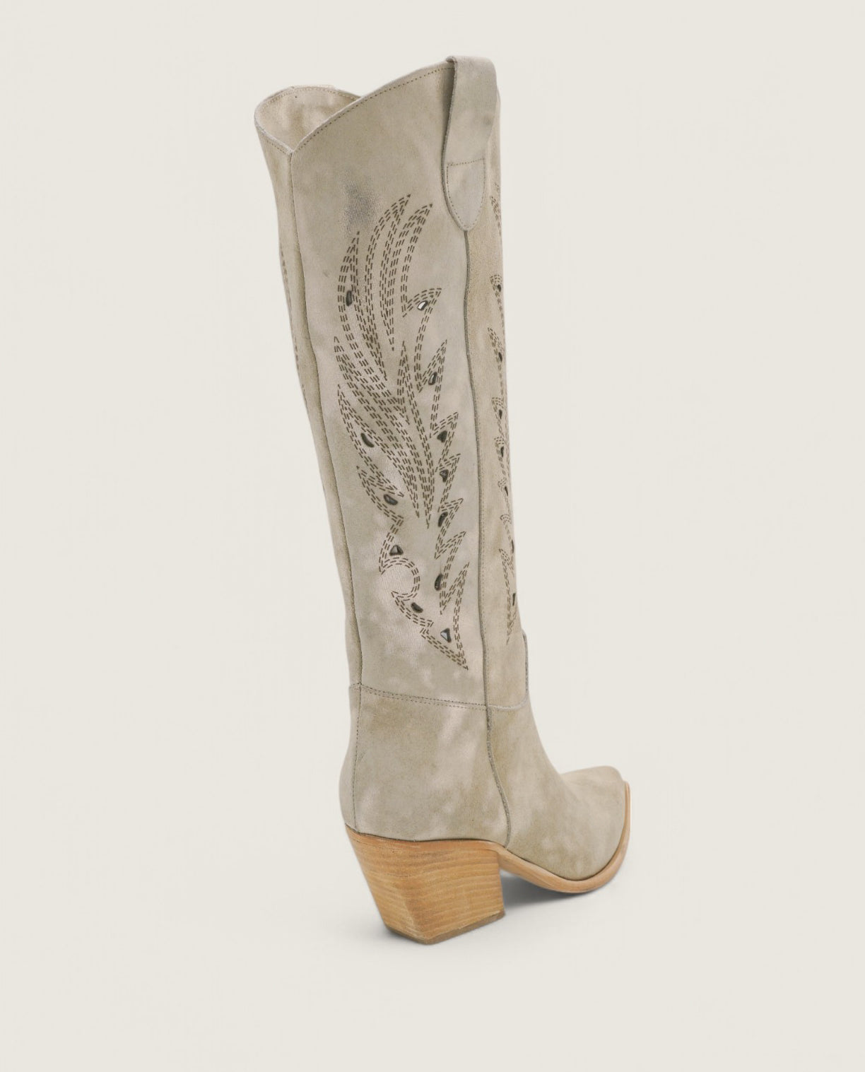 Elara - Texano Laserato con Fiamme Taupe Dorato