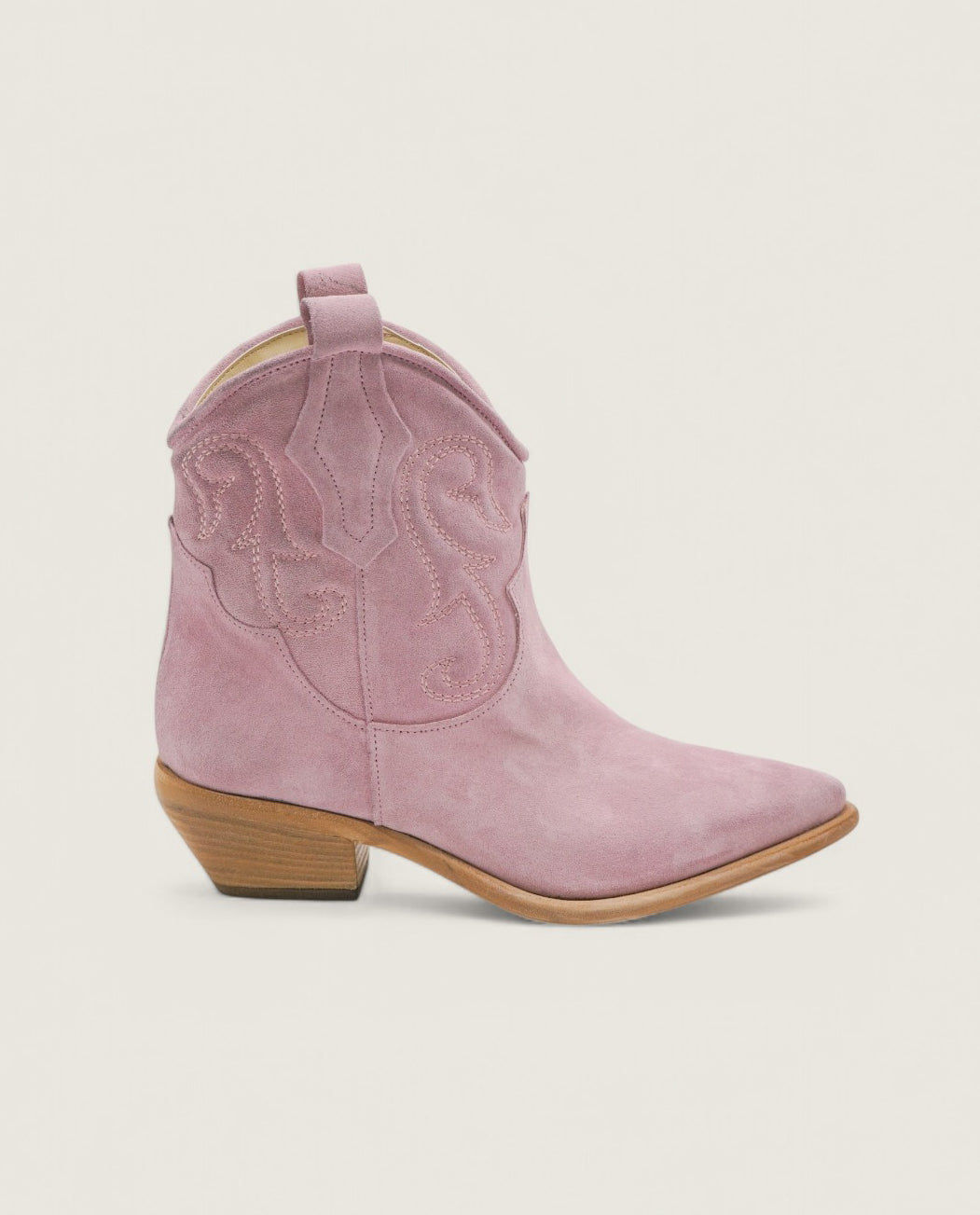 Jade - Texano basso ricamato in Camoscio Rosa