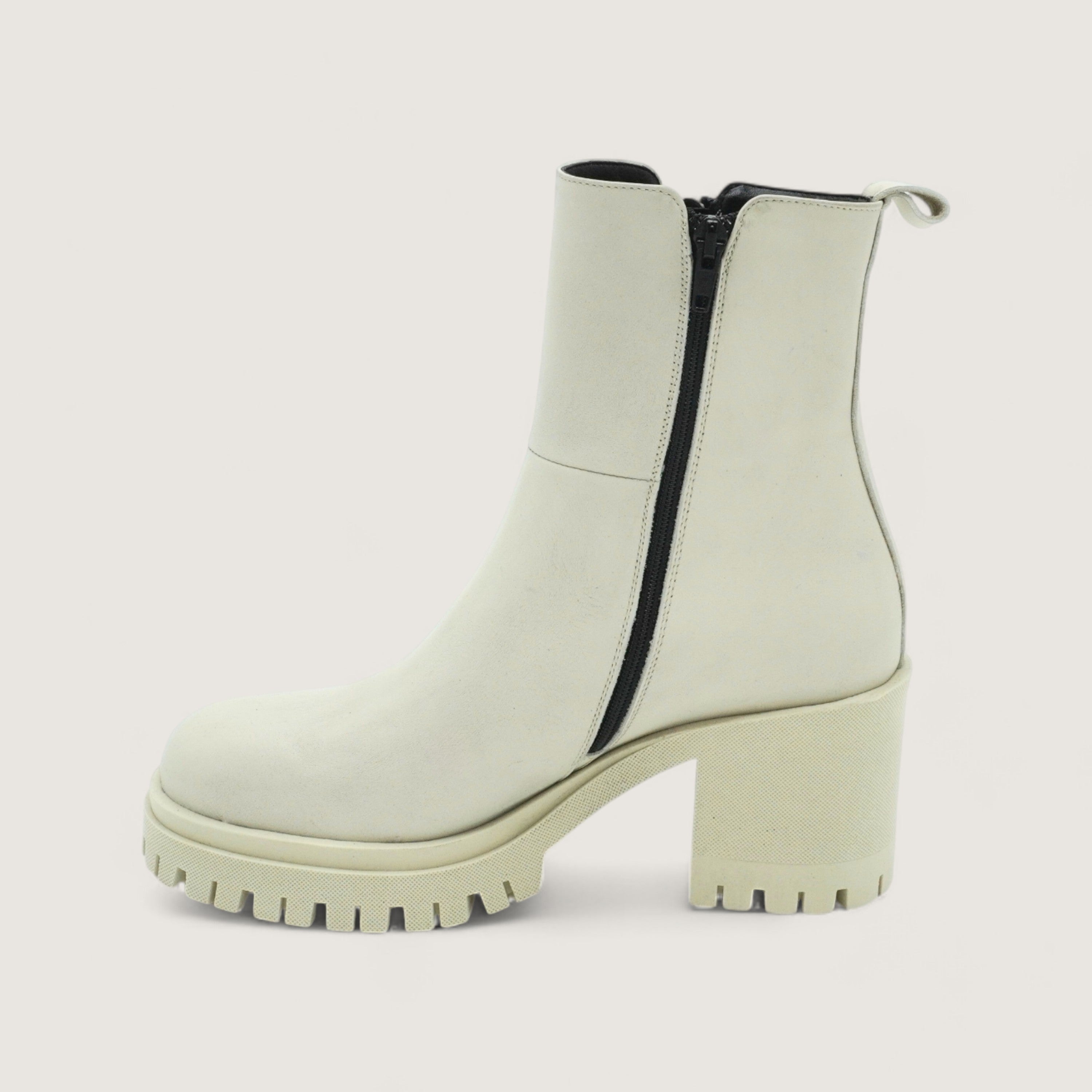Midra - Anfibio in Pelle con Zip Bianco vista laterale
