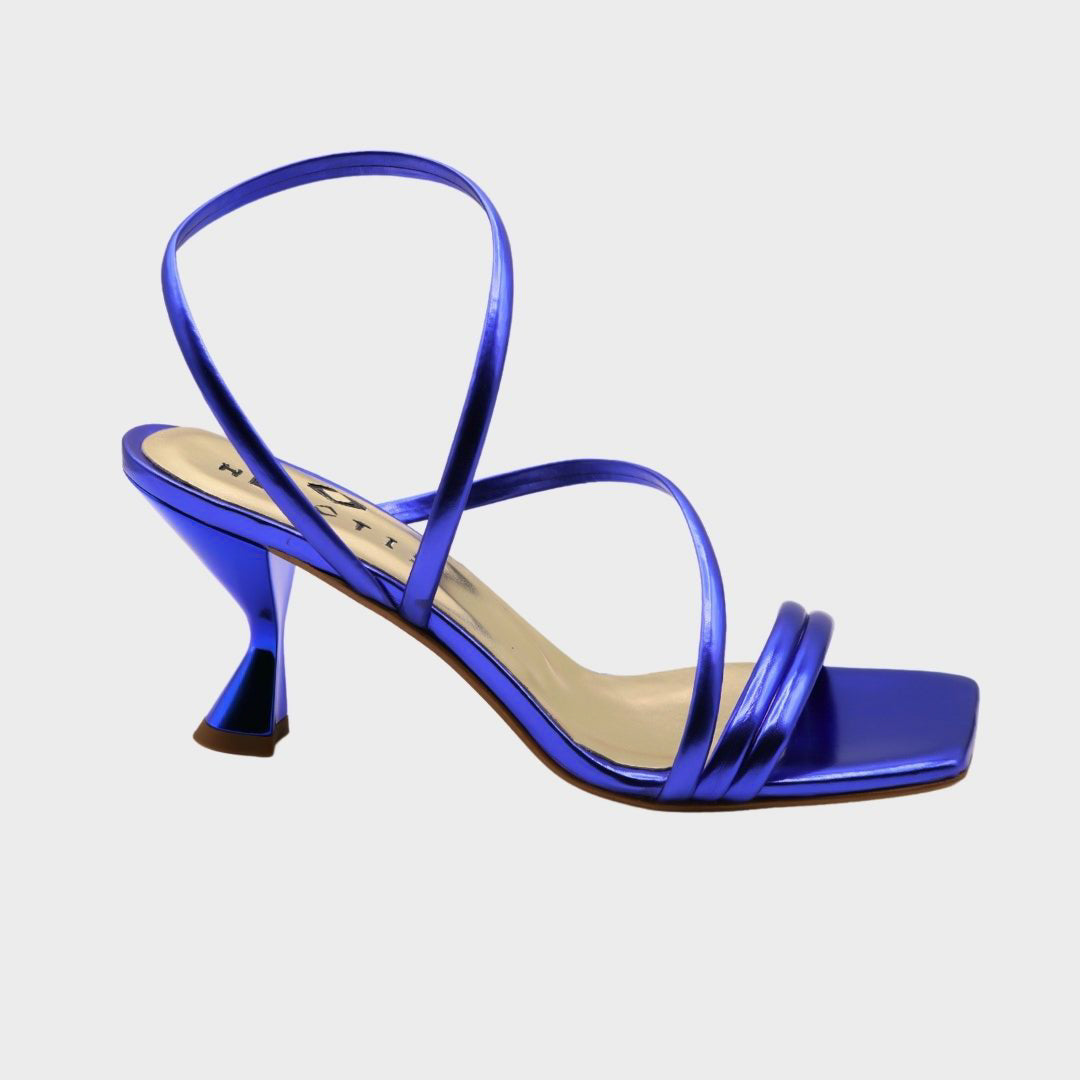 Nadia - Sandali con Tacco Basso Blu Elettrico