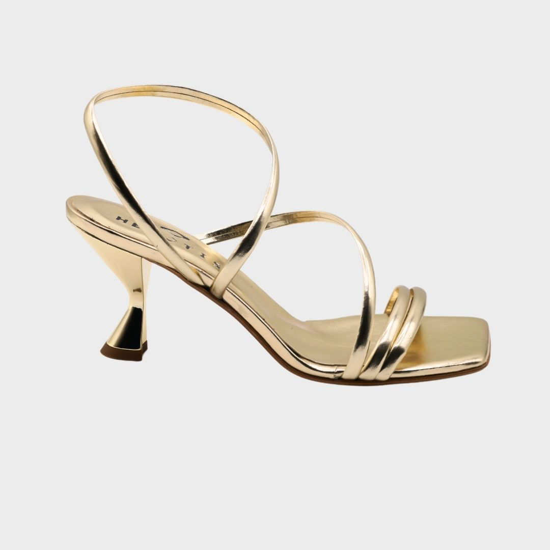 Nadia Sandali con Tacco Basso Gold Henotis