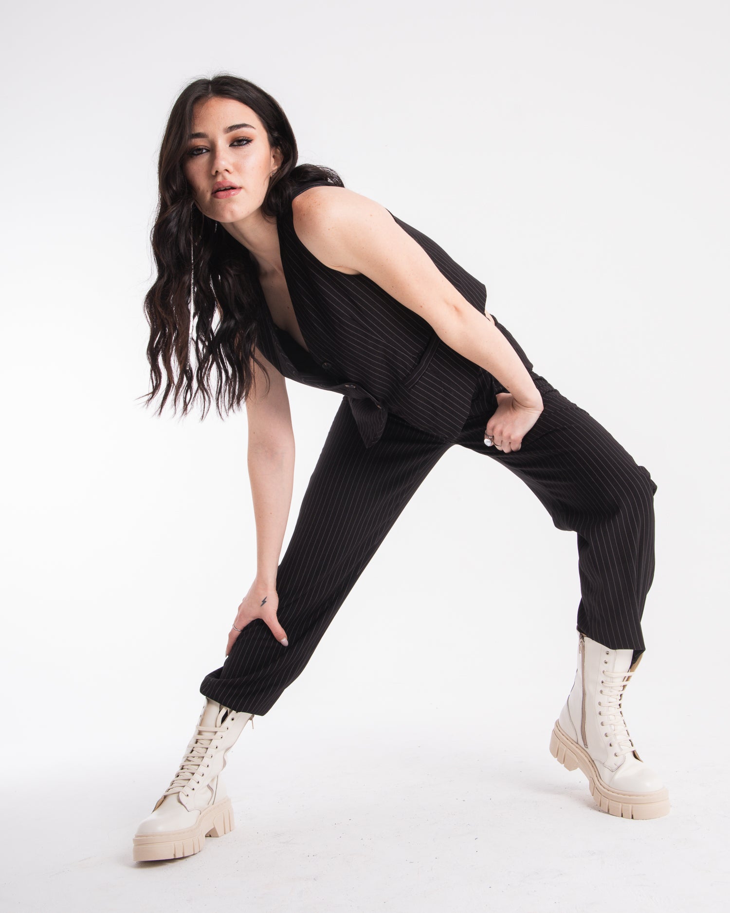 Acacia - Off White Lace-Up Leather Amphibian