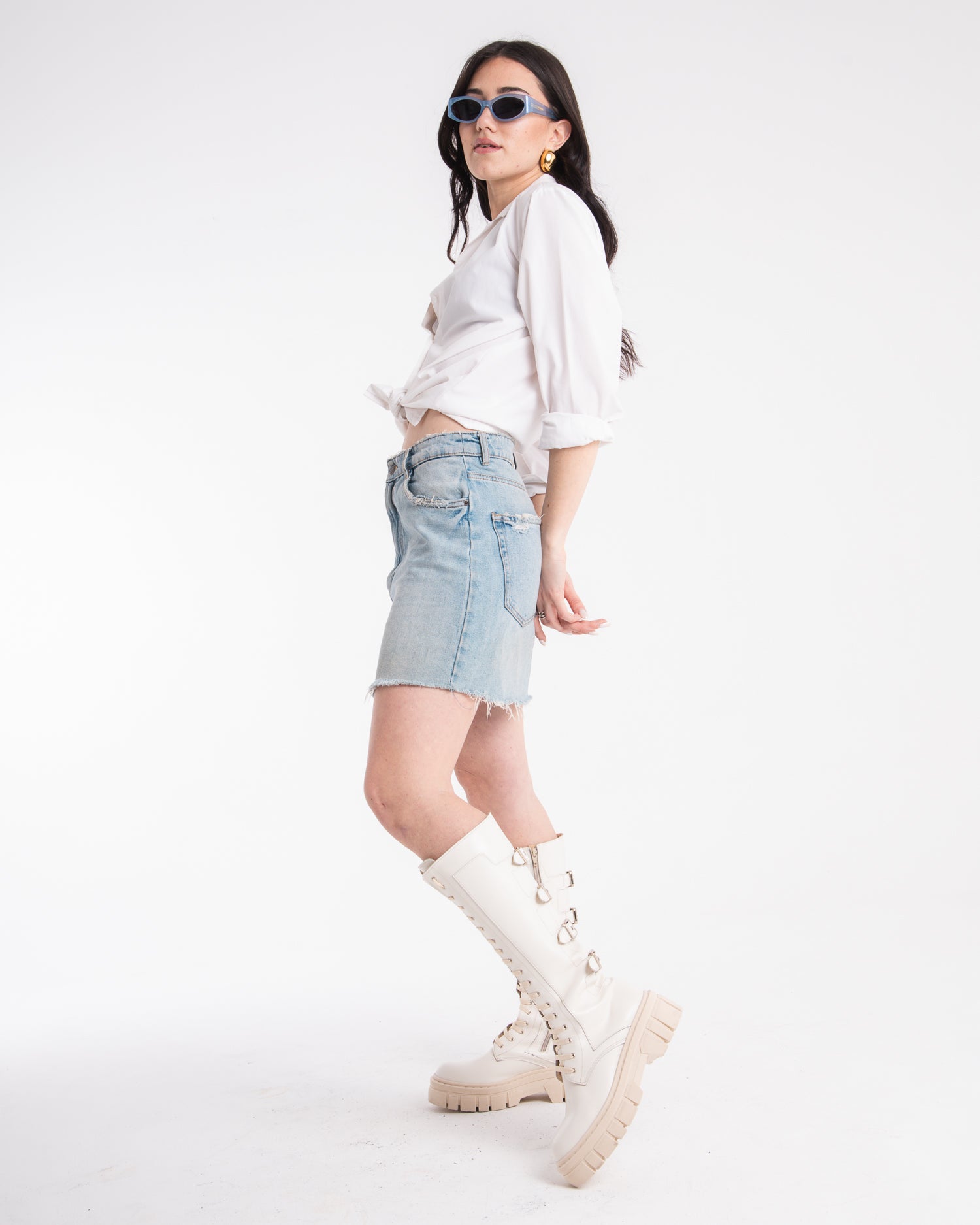 Antea - Amphibien haut avec boucles latérales Off White