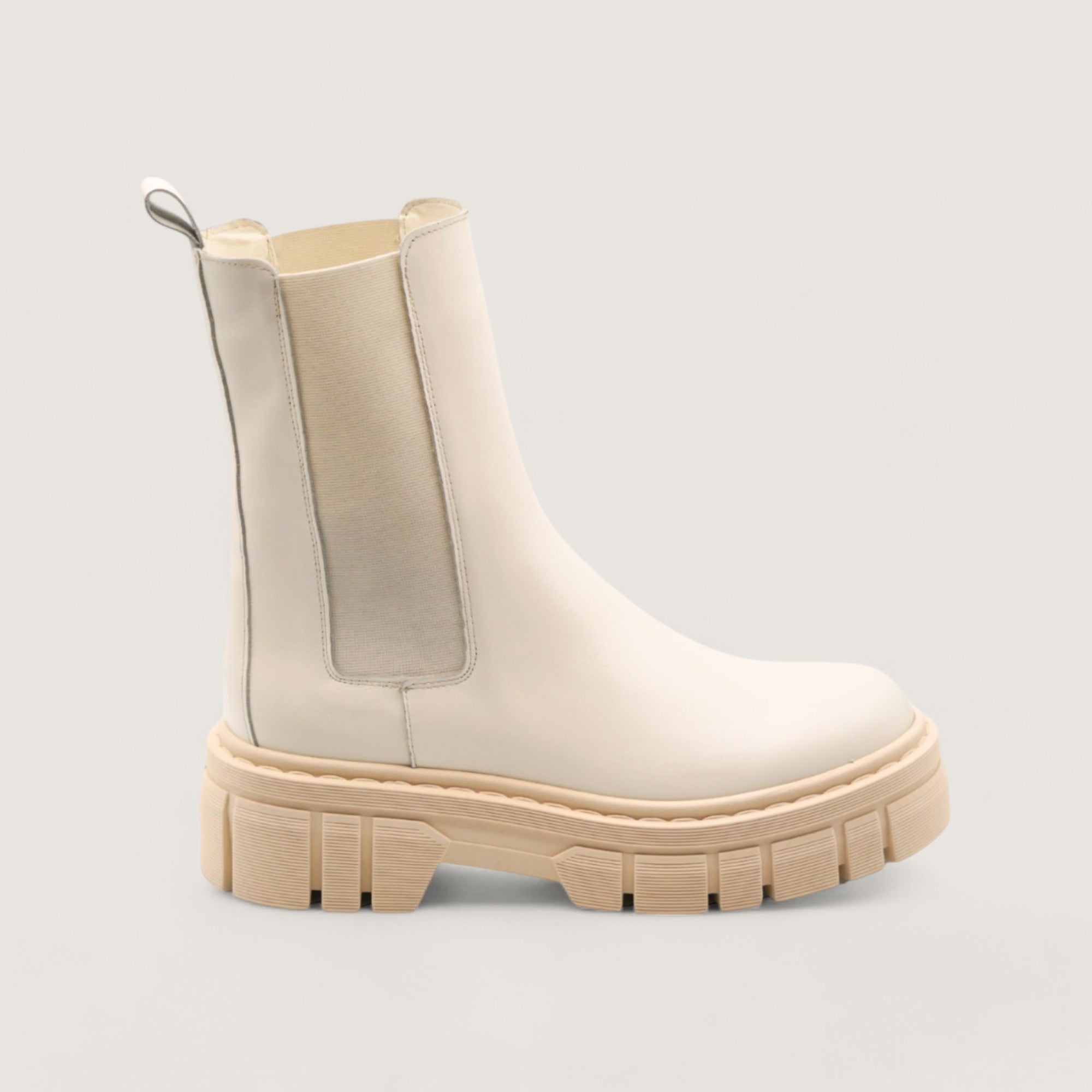 Xena - Bottine en cuir blanc avec élastique