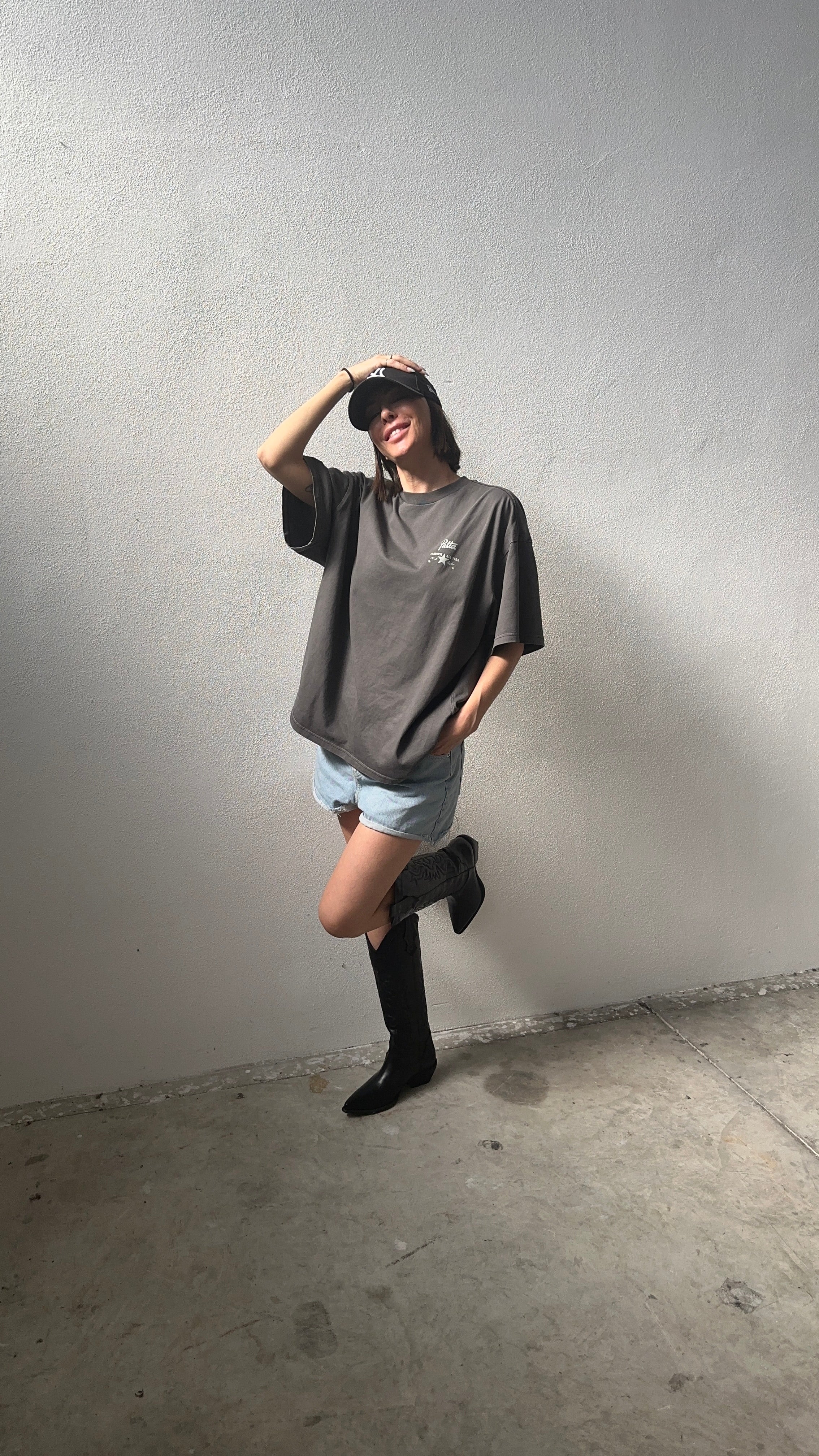 Clare - High Embroidered Leather Texan Black