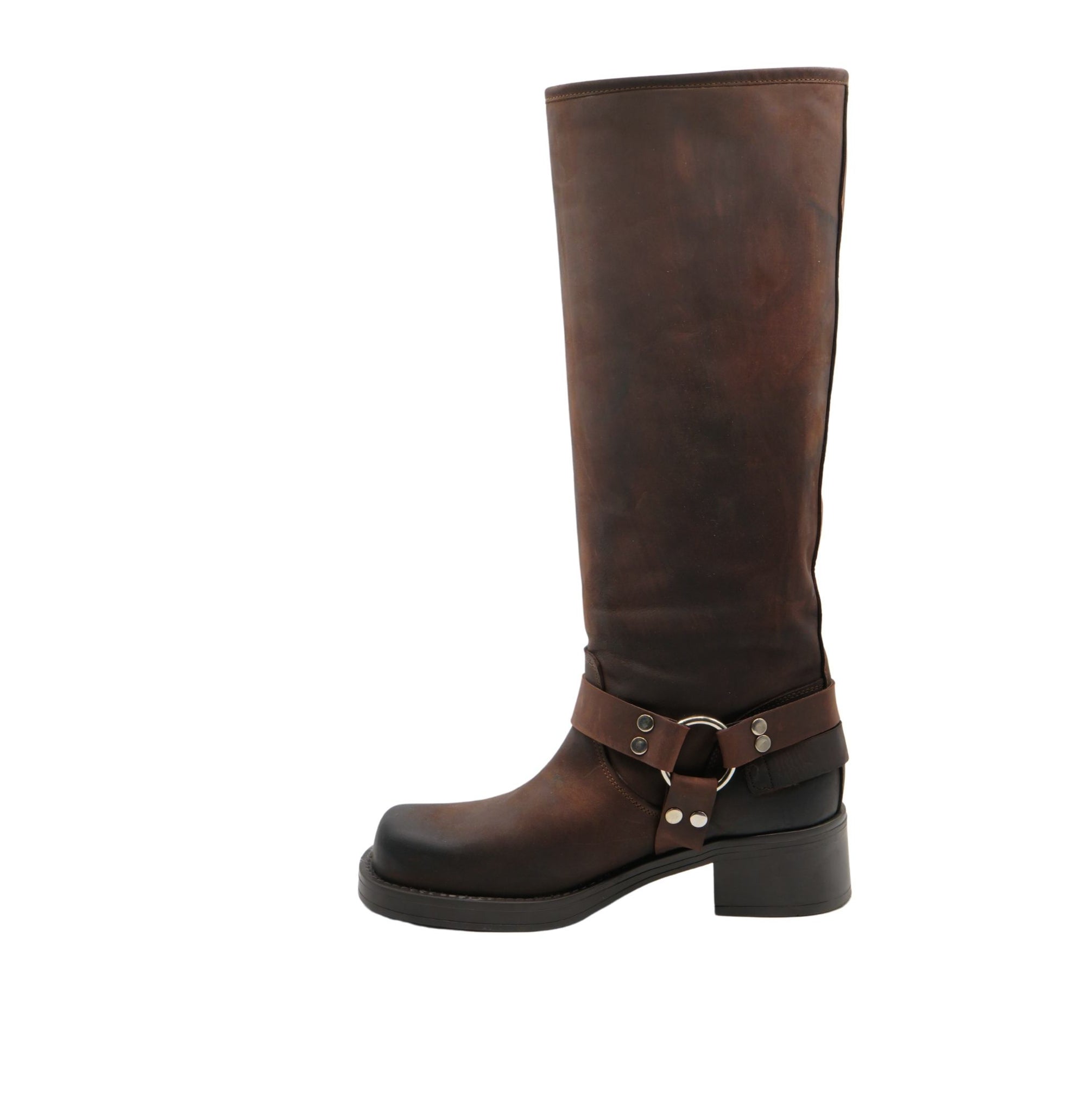 Kansas - Botte marron avec boucles et bracelet de cheville
