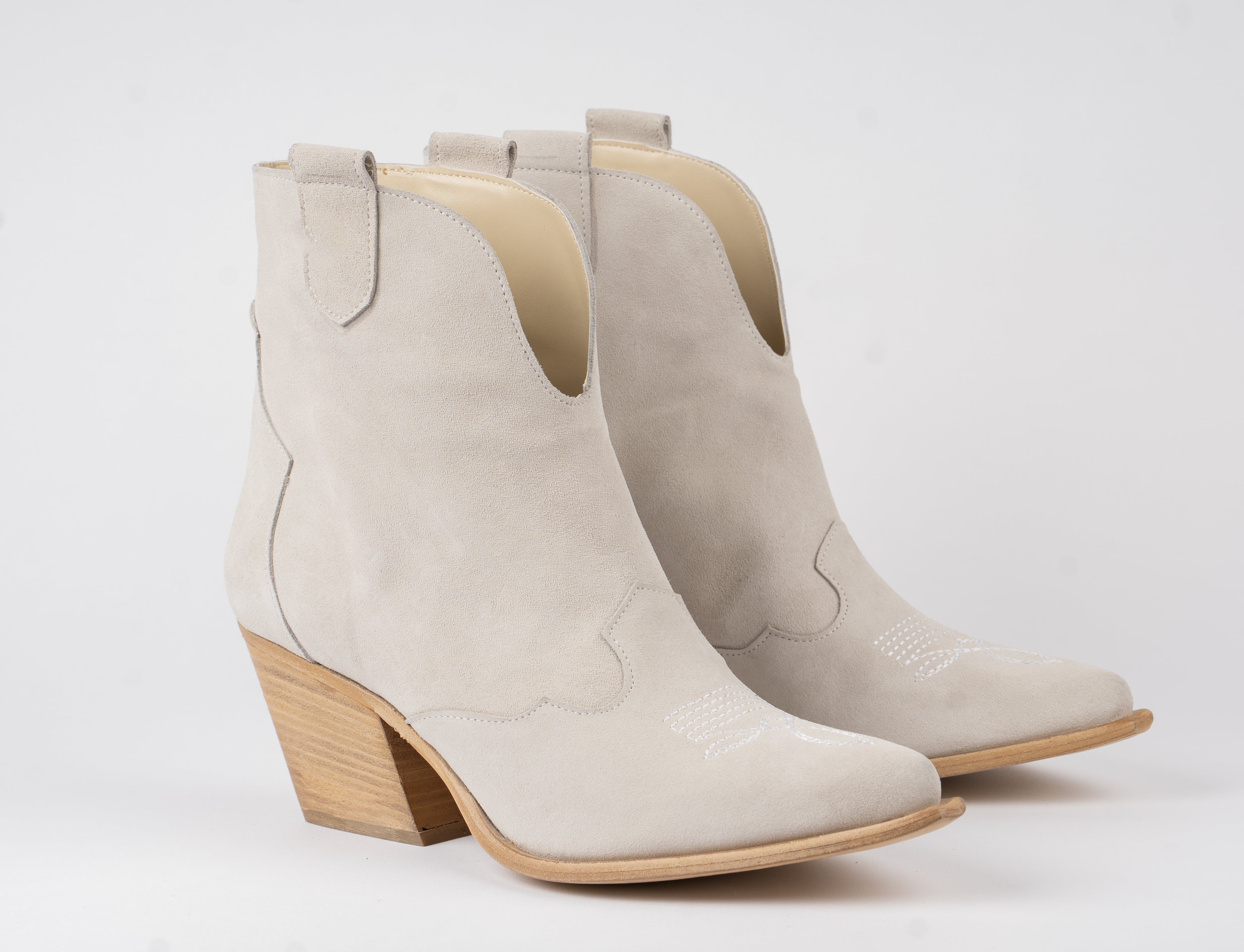 Desert - Texano Basso Ricamato in Punta Beige