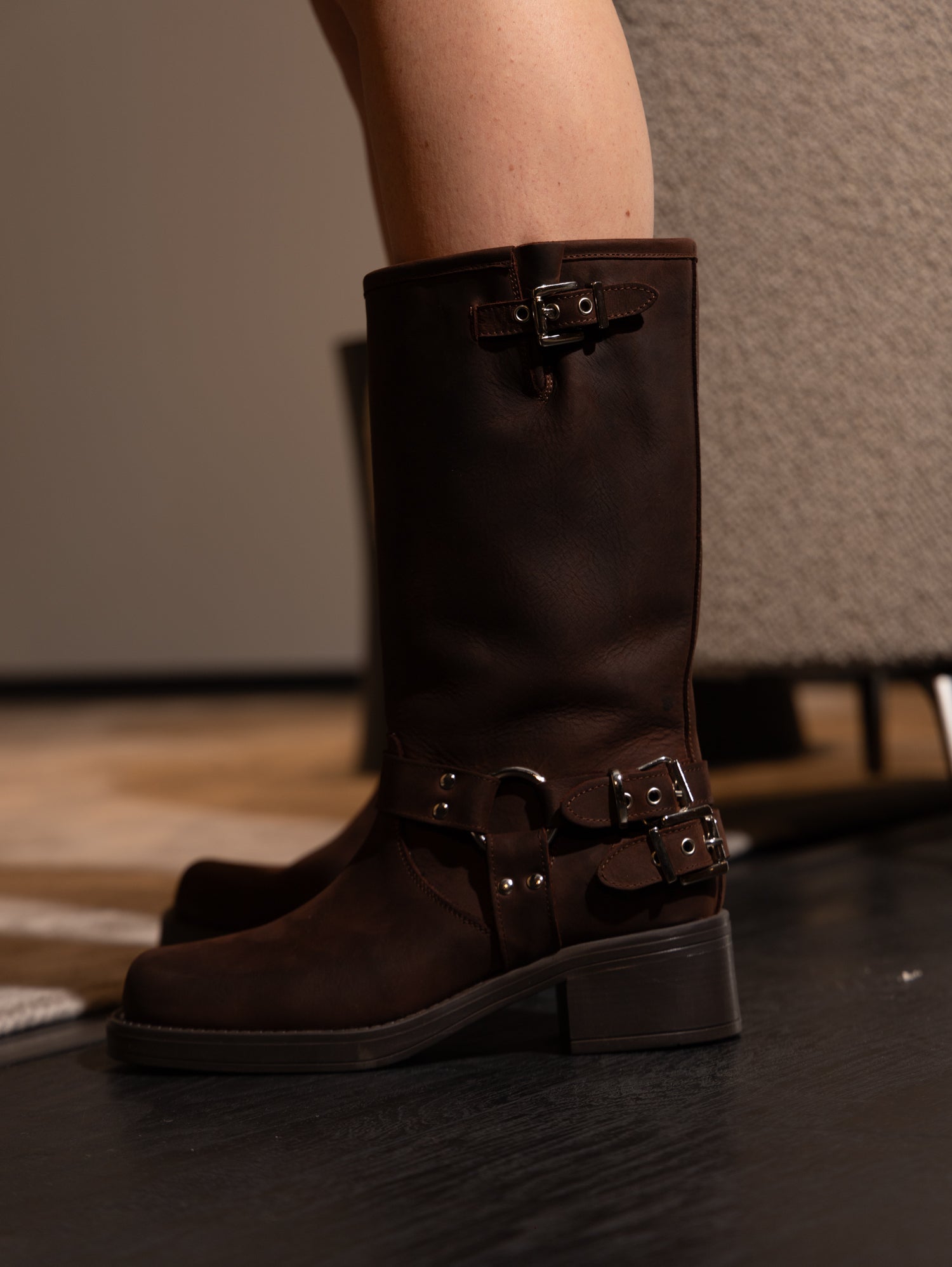 New Texas - Stivale con Fibbia Laterale Testa di moro