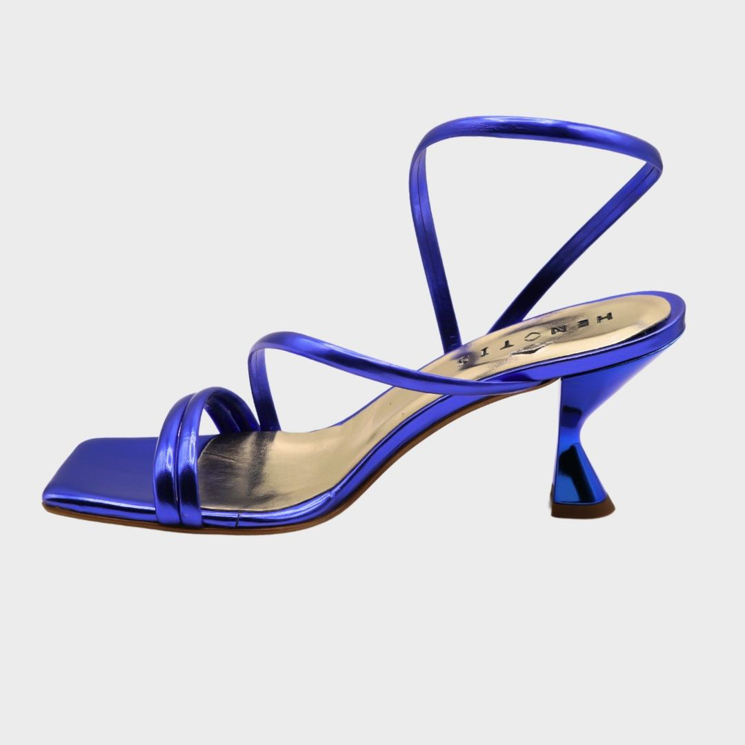 Nadia - Sandali con Tacco Basso Blu Elettrico