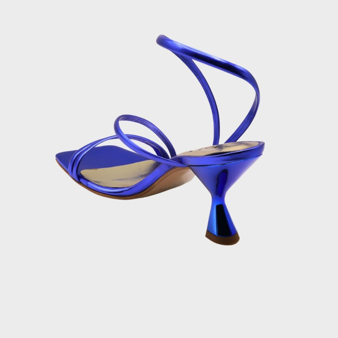 Nadia - Sandali con Tacco Basso Blu Elettrico