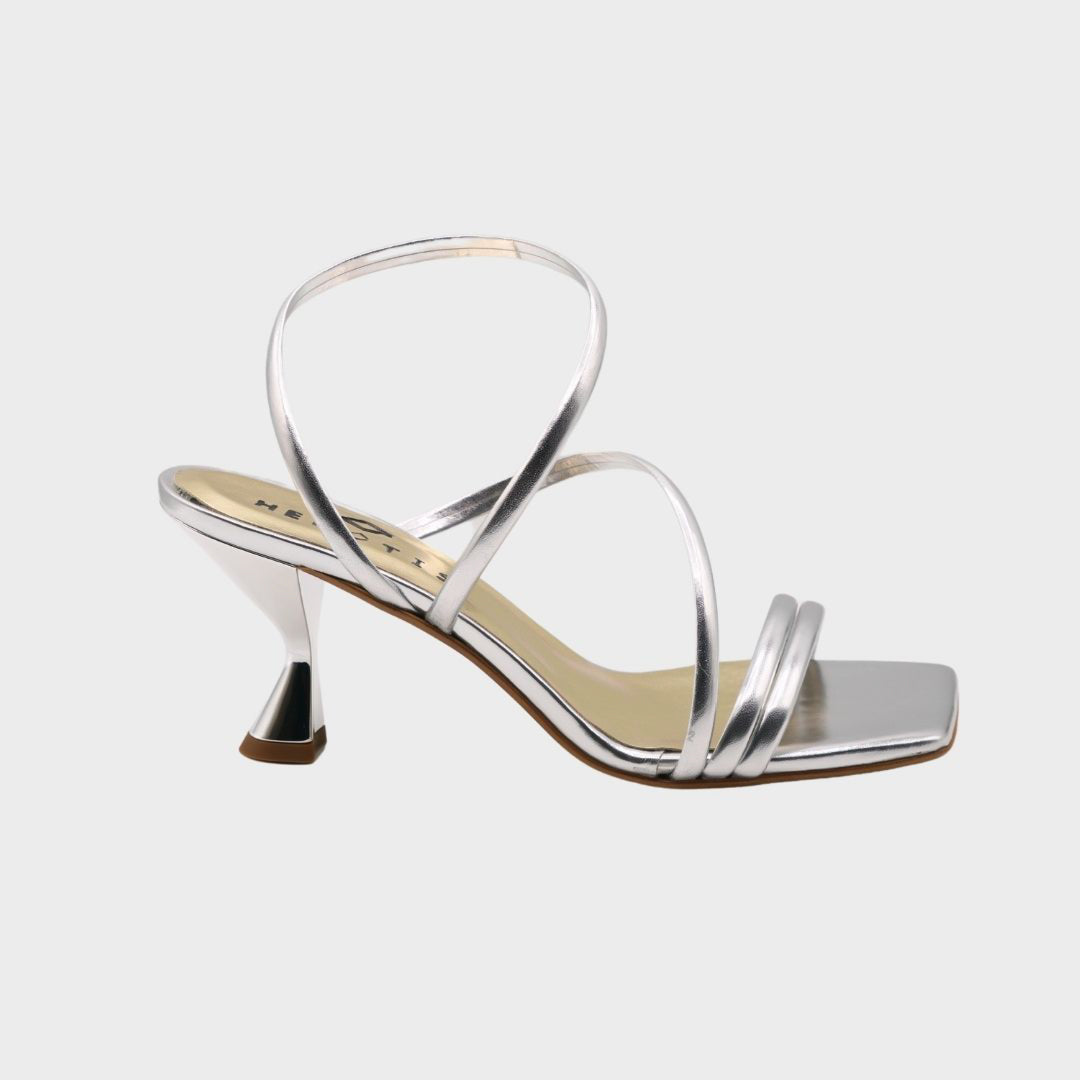 Nadia - Sandali con Tacco Basso Silver destro