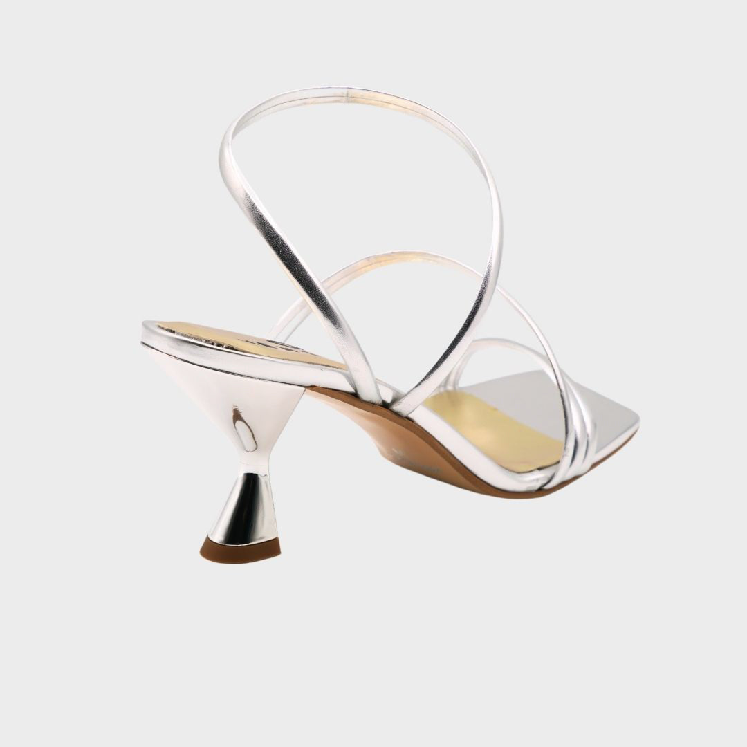 Nadia - Sandali con Tacco Basso Silver retro