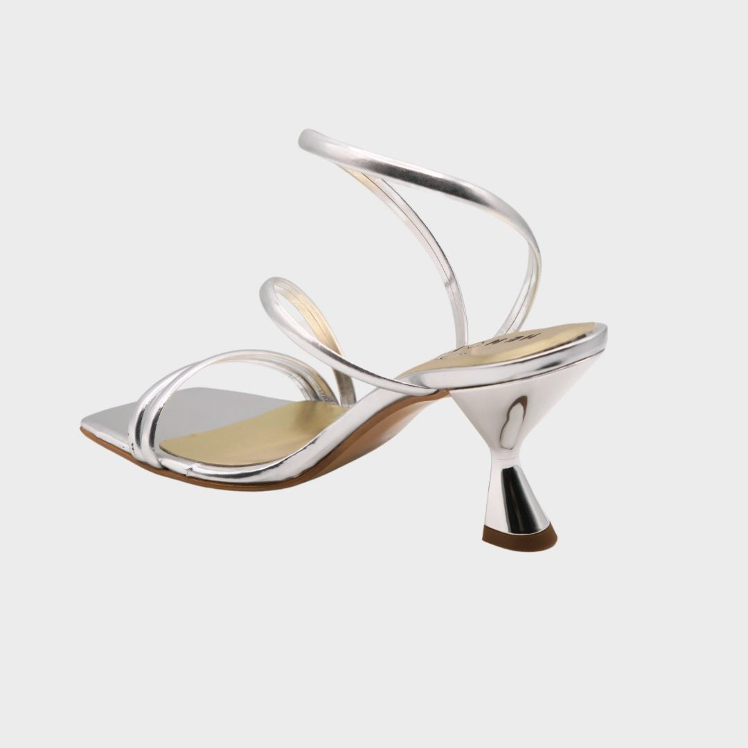 Nadia - Sandali con Tacco Basso Silver retro