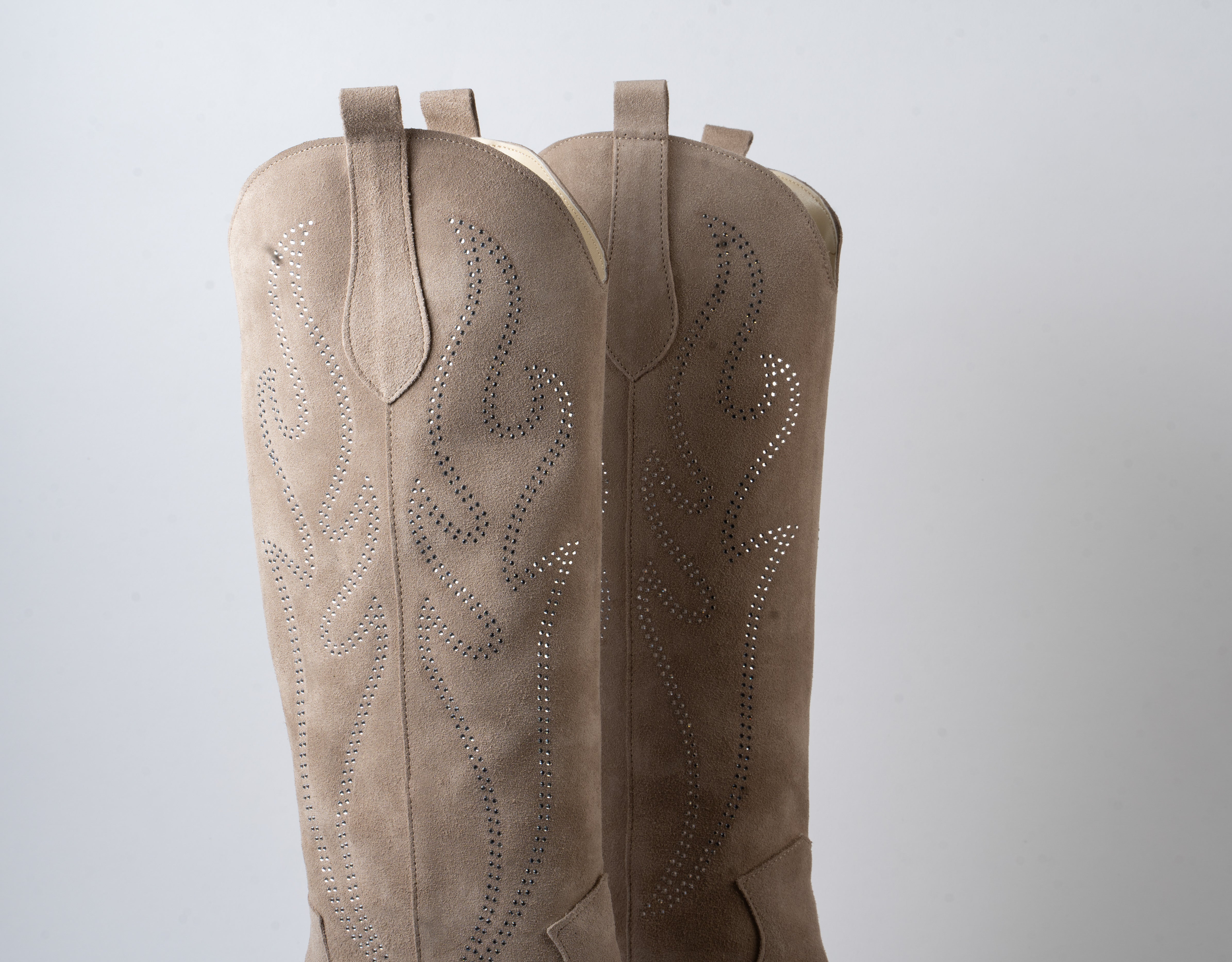 Stardust - Texano Fiamma Decorato con Strass Taupe